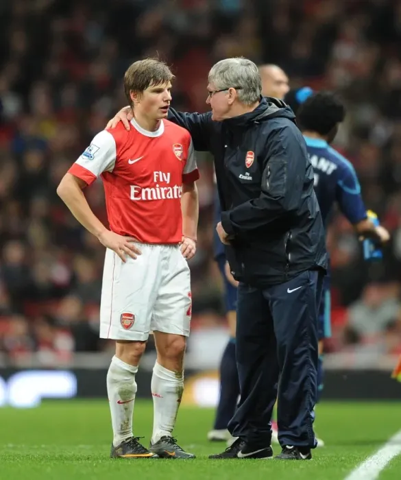 Framed Print : Arsenal assistant manager Pat Rice with Andrey Arshavin. Arsenal 1: 0 Stoke City Framed Print : Arsenal assistant manager Pat Rice with Andrey Arshavin. Arsenal 1: 0 Stoke City
