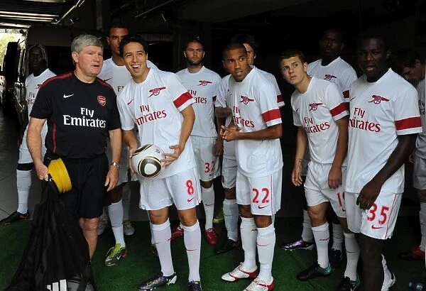 Arsenal Assistants: Rice Flanks Samir Nasri and Gael Clichy before Legia Warsaw Clash