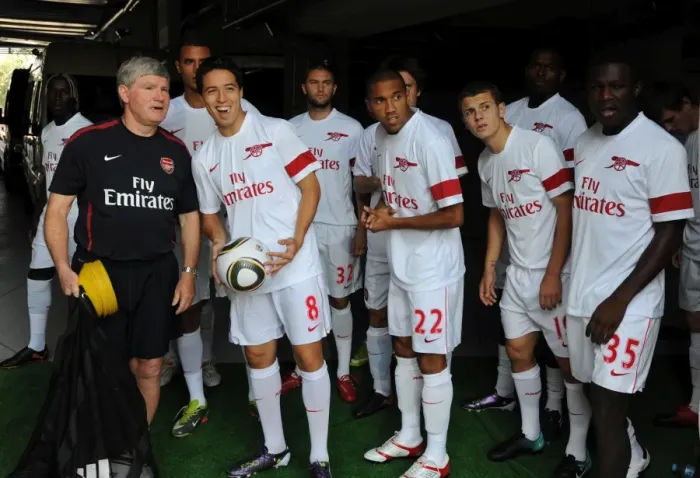 Framed Print : Arsenal Assistants: Rice Flanks Samir Nasri and Gael Clichy before Legia Warsaw Clash Framed Print : Arsenal Assistants: Rice Flanks Samir Nasri and Gael Clichy before Legia Warsaw Clash