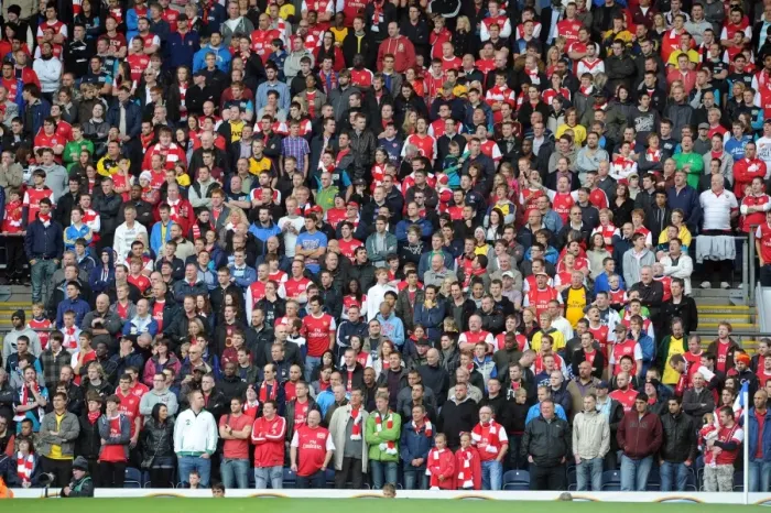 Framed Print : Arsenal away fans. Blackburn Rovers 4: 3 Arsenal. Barclays Premier League
