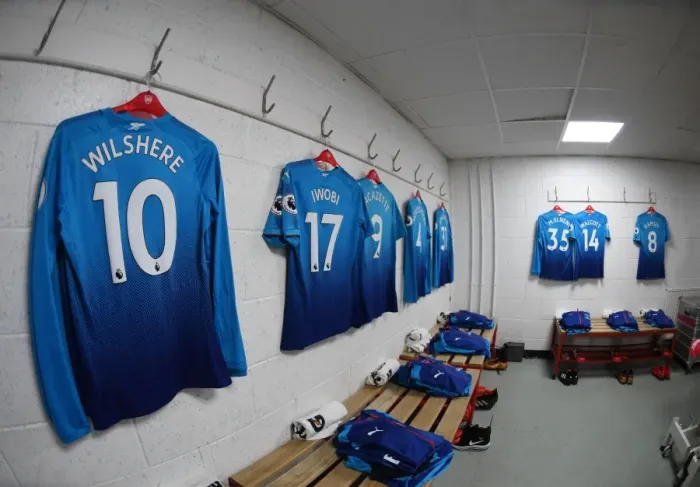 Framed Print : Arsenal Away Locker Room at AFC Bournemouth's Vitality Stadium before Premier League Match (2017-18) Framed Print : Arsenal Away Locker Room at AFC Bournemouth's Vitality Stadium before Premier League Match (2017-18)