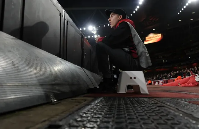 Framed Print : Arsenal Ballboy: Behind the Scenes at the Emirates during Arsenal vs. AC Milan Europa League Match Framed Print : Arsenal Ballboy: Behind the Scenes at the Emirates during Arsenal vs. AC Milan Europa League Match