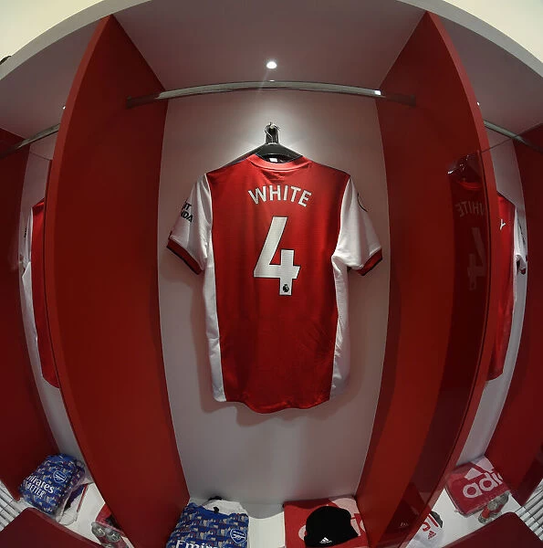 Arsenal: Ben White's Shirt in the Emirates Changing Room (Arsenal v Wolverhampton Wanderers, 2021-22)