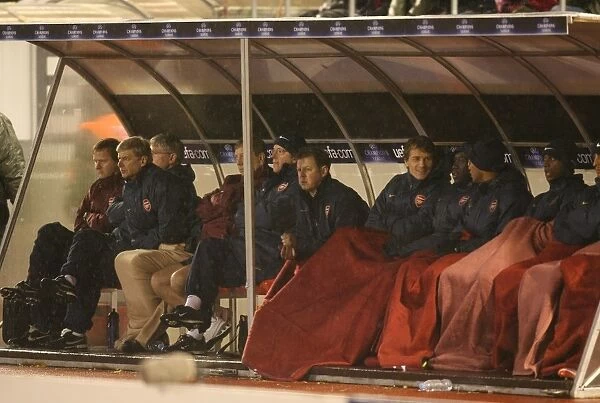 The Arsenal bench during the match
