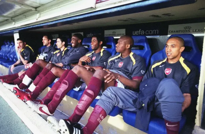 Framed Print : The Arsenal bench before the match. Villarreal 0: 0 Arsenal Framed Print : The Arsenal bench before the match. Villarreal 0: 0 Arsenal