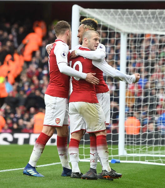 Arsenal Celebrate: Aubameyang, Wilshere, Ramsey Score Against Stoke City (2017-18)
