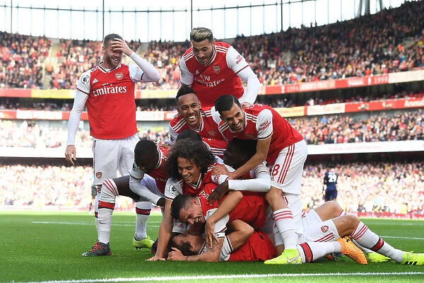Arsenal Celebrate: David Luiz Scores Against AFC Bournemouth in Premier League (2019-20)
