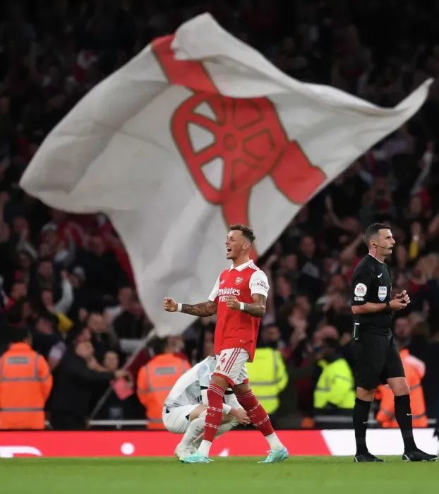 Framed Print : Arsenal Celebrate Derby Win Over Liverpool in 2022-23 Premier League