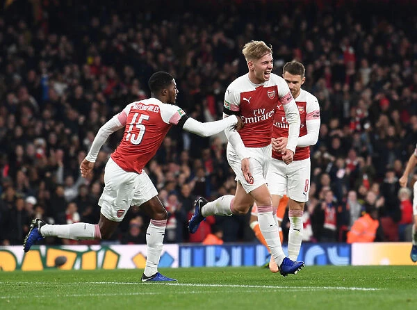 Arsenal Celebrate: Emile Smith Rowe and Ainsley Maitland-Niles Score against Blackpool in Carabao Cup