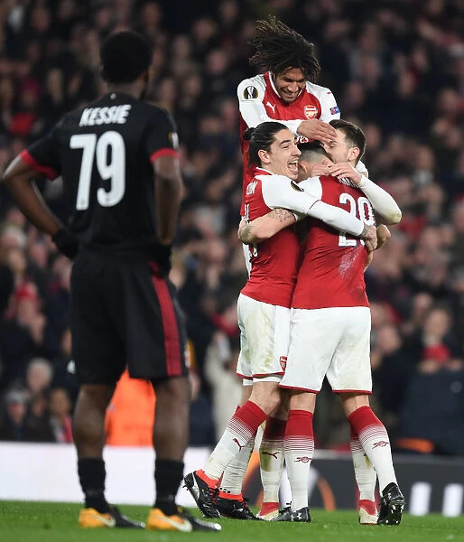 Arsenal Celebrate Europa League Goals: Xhaka, Elneny, Bellerin, Ramsey
