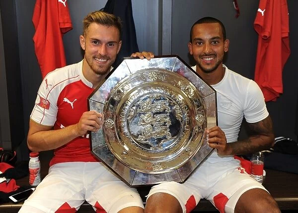 Arsenal Celebrate FA Community Shield Victory over Chelsea (2015): Theo Walcott and Aaron Ramsey's Triumphant Moment