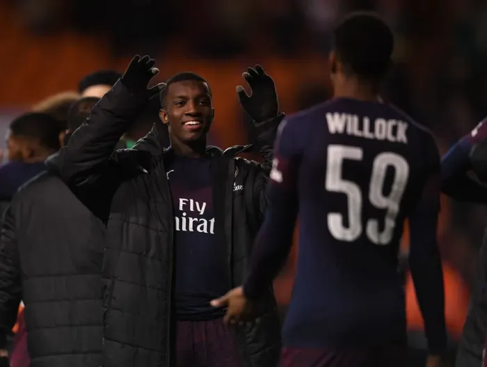 Framed Print : Arsenal Celebrate FA Cup Victory Over Blackpool: Eddie Nketiah and Joe Willock Framed Print : Arsenal Celebrate FA Cup Victory Over Blackpool: Eddie Nketiah and Joe Willock