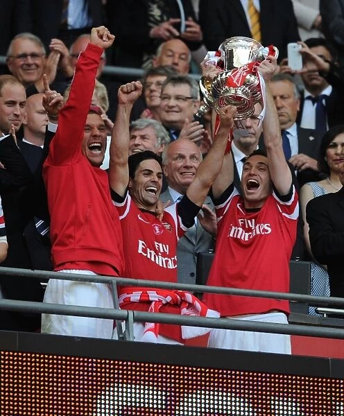 Arsenal Celebrate FA Cup Victory: Lukas Podolski, Mikel Arteta, Thomas Vermaelen
