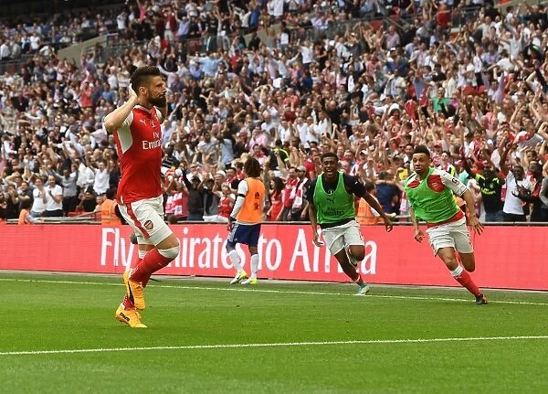 Arsenal Celebrate FA Cup Victory: Olivier Giroud, Alex Iwobi, and Francis Coquelin