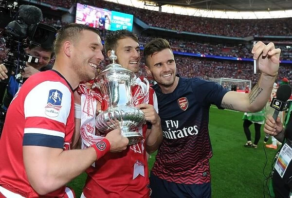 Arsenal Celebrate FA Cup Victory: Podolski, Ramsey, Jenkinson