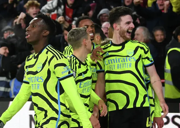 Framed Print : Arsenal Celebrate First Goal: Eddie Nketiah and Team's Jubilant Reaction to Kai Havertz's Strike (2023-24 Premier League) Framed Print : Arsenal Celebrate First Goal: Eddie Nketiah and Team's Jubilant Reaction to Kai Havertz's Strike (2023-24 Premier League)