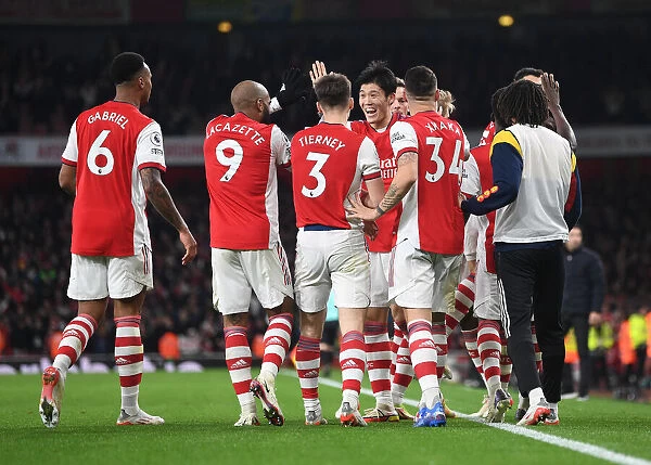 Arsenal Celebrate First Goal: Arsenal v West Ham United, Premier League 2021-22