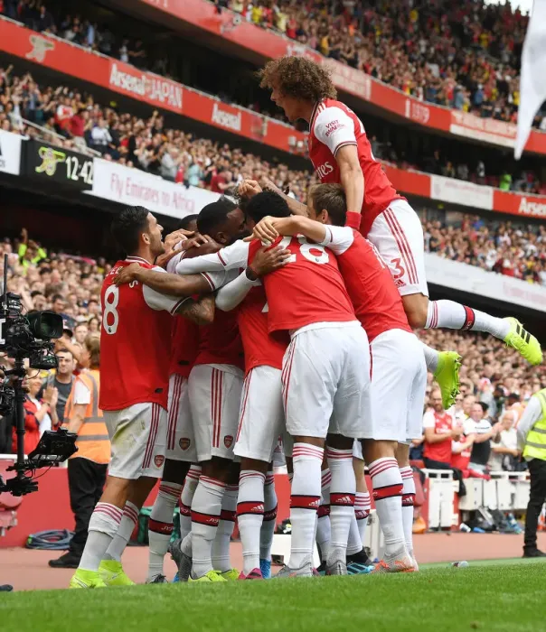 Framed Print : Arsenal Celebrate First Goal Against Burnley in 2019-20 Premier League Framed Print : Arsenal Celebrate First Goal Against Burnley in 2019-20 Premier League