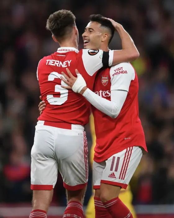 Framed Print : Arsenal Celebrate First Goal in Europa League Match Against FK Bodo / Glimt