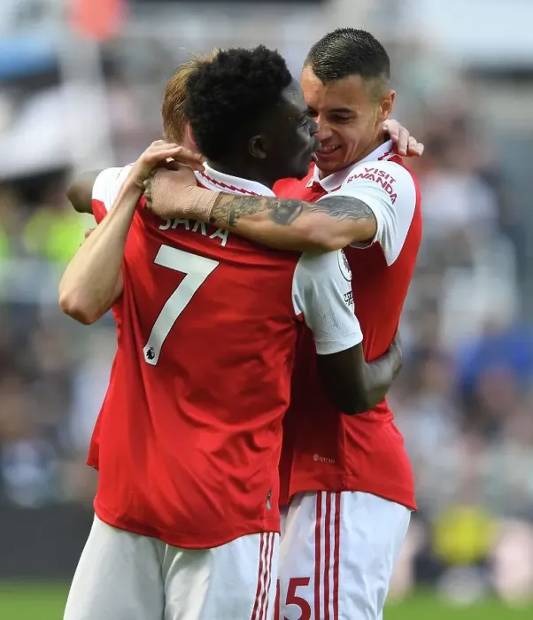 Framed Print : Arsenal Celebrate First Goal Against Newcastle United in 2022-23 Premier League Clash