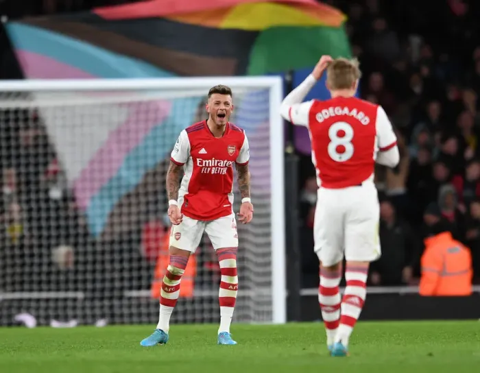 Framed Print : Arsenal Celebrate First Goal Against Wolverhampton Wanderers in 2021-22 Premier League