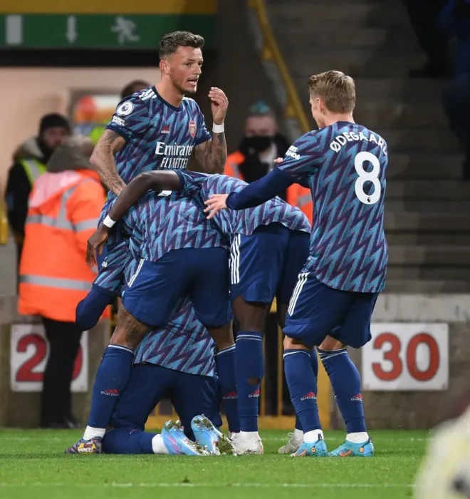Framed Print : Arsenal Celebrate Gabriel's Goal vs. Wolverhampton Wanderers in Premier League Action Framed Print : Arsenal Celebrate Gabriel's Goal vs. Wolverhampton Wanderers in Premier League Action