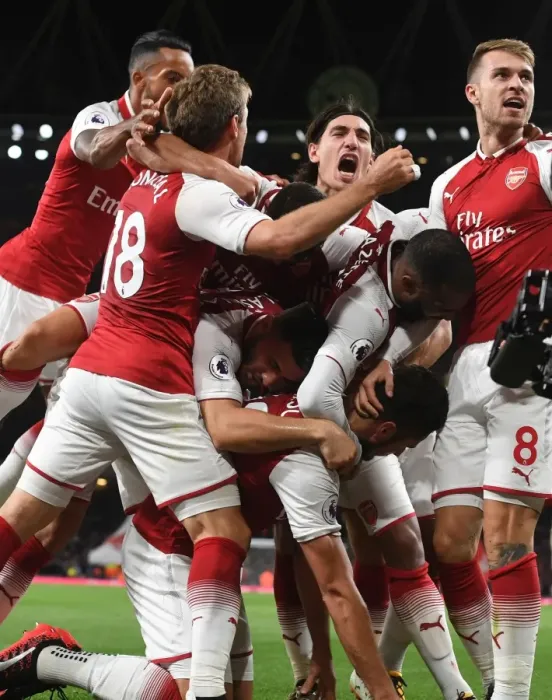 Framed Print : Arsenal Celebrate: Giroud, Lacazette, Ramsey, Bellerin