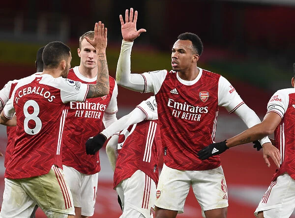 Arsenal Celebrate Goal Against Southampton in Empty Emirates Stadium, Premier League 2020-21