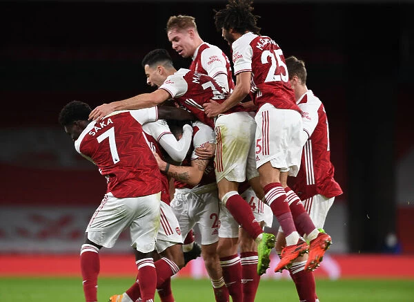 Arsenal Celebrate Granit Xhaka's Goal: Arsenal 2-Chelsea, 2020-21 Premier League