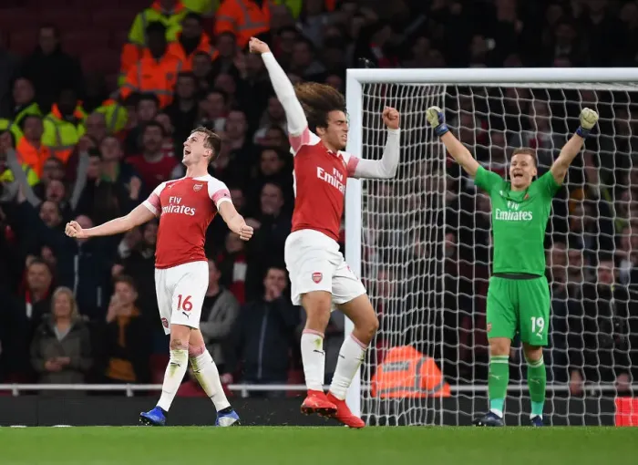 Framed Print : Arsenal Celebrate Hard-Fought Victory Over Tottenham Hotspur: Holding, Guendouzi, Leno Framed Print : Arsenal Celebrate Hard-Fought Victory Over Tottenham Hotspur: Holding, Guendouzi, Leno