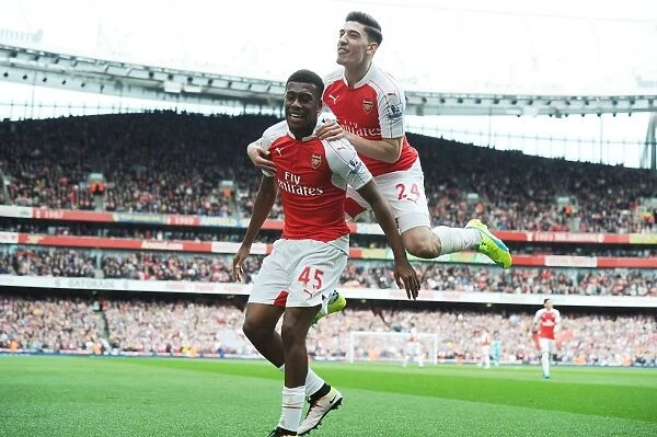 Arsenal Celebrate: Iwobi and Bellerin's Goals vs. Watford (2015-16)