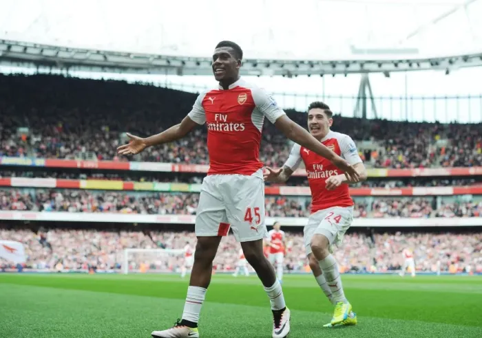 Framed Print : Arsenal Celebrate: Iwobi and Bellerin's Goals Against Watford (2015-16) Framed Print : Arsenal Celebrate: Iwobi and Bellerin's Goals Against Watford (2015-16)