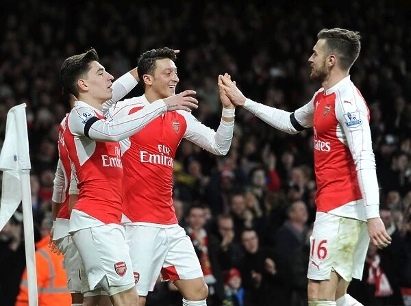 Arsenal Celebrate: Mesut Ozil Scores Second Goal Against Bournemouth (2015-16)