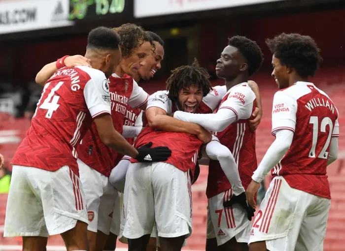 Framed Print : Arsenal Celebrate Nicolas Pepe's Goal Against Sheffield United (2020-21)