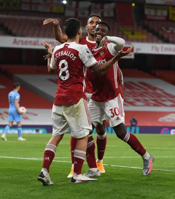 Framed Print : Arsenal Celebrate: Nketiah, Ceballos, Aubameyang Score Against West Ham (2020-21) Framed Print : Arsenal Celebrate: Nketiah, Ceballos, Aubameyang Score Against West Ham (2020-21)
