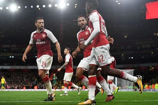 Arsenal Celebrate: Nketiah, Walcott, Coquelin Score in Carabao Cup Win vs Norwich
