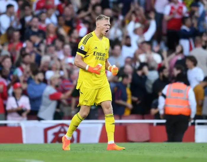 Framed Print : Arsenal Celebrate Premier League Victory Over Fulham: Aaron Ramsdale's Emotional Final Whistle Framed Print : Arsenal Celebrate Premier League Victory Over Fulham: Aaron Ramsdale's Emotional Final Whistle