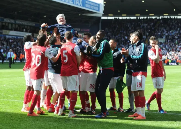 Framed Print : Arsenal Celebrate Promising End to Season: Pat Rice's Emotional Send-Off vs. West Bromwich Albion (2011-12)