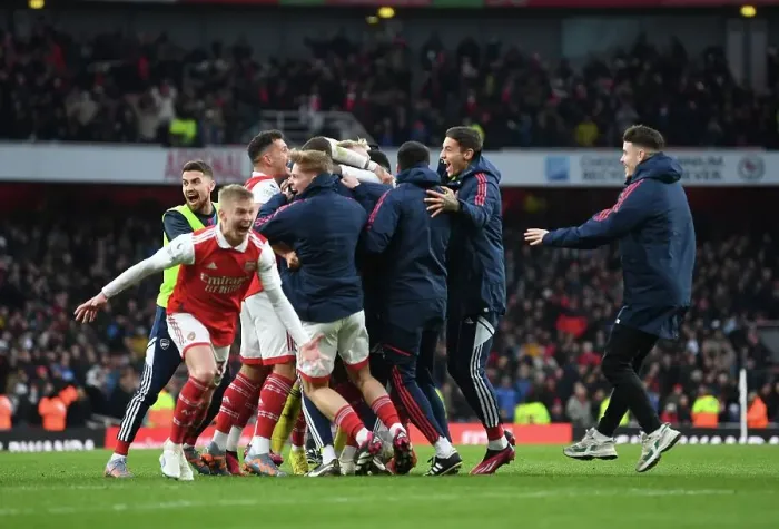 Framed Print : Arsenal Celebrate Reiss Nelson's Hat-Trick Against AFC Bournemouth (2022-23) Framed Print : Arsenal Celebrate Reiss Nelson's Hat-Trick Against AFC Bournemouth (2022-23)