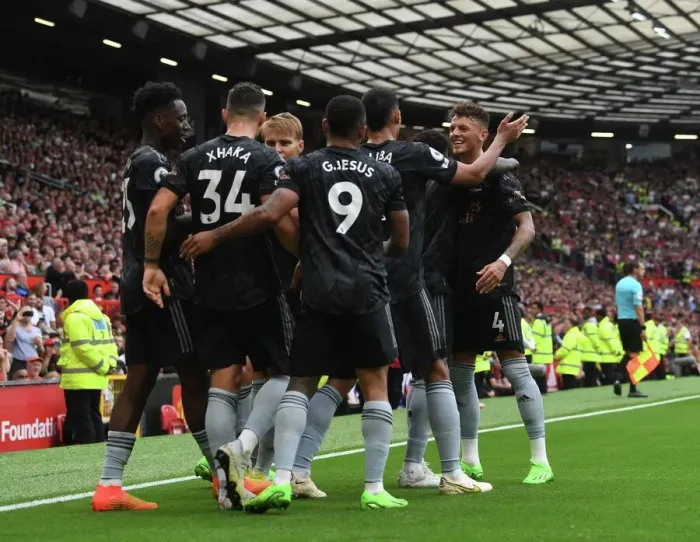 Framed Print : Arsenal Celebrate Saka's Goal Against Manchester United in 2022-23 Premier League Framed Print : Arsenal Celebrate Saka's Goal Against Manchester United in 2022-23 Premier League