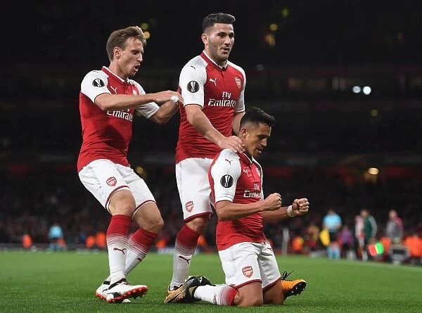 Arsenal Celebrate: Sanchez, Kolasinac, Monreal Score in Europa League Win over 1. FC Koeln