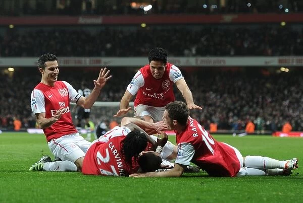 Arsenal Celebrate: Vermaelen Scores Second Goal vs. Newcastle United (2011-12)