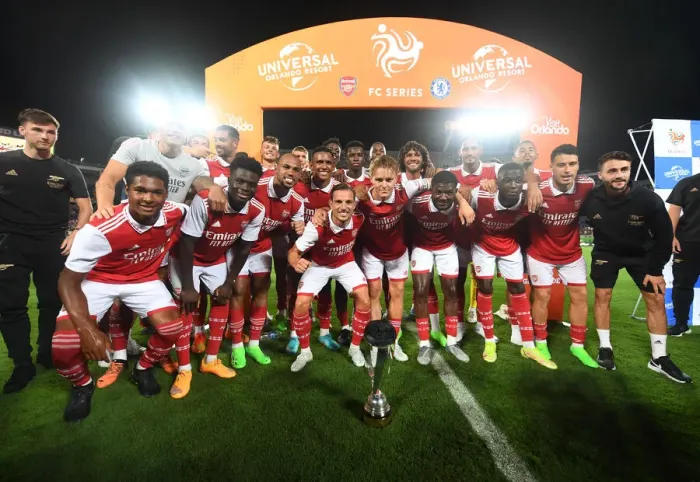 Framed Print : Arsenal Celebrate Victory Over Chelsea in Florida Cup 2022-23
