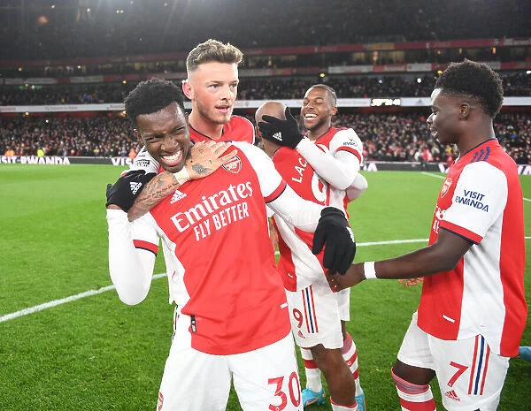 Arsenal Celebrate Victory: Nketiah, White, Saka Rejoice After Arsenal v Wolverhampton Wanderers