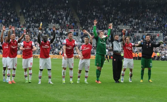 Framed Print : Arsenal Celebrate Win Against Newcastle United in Premier League (2012-13)