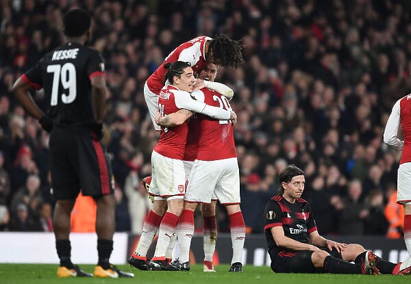 Arsenal Celebrate: Xhaka, Elneny, Bellerin, Ramsey Score Against AC Milan in Europa League