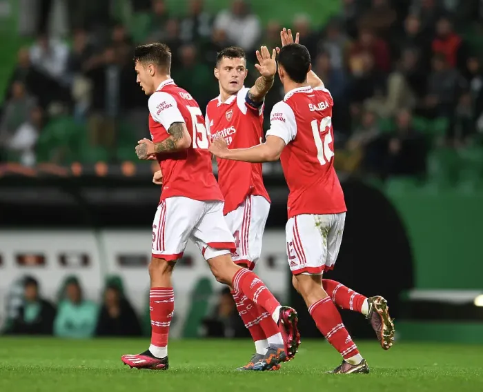 Framed Print : Arsenal Celebrate Xhaka's Goal: Sporting CP vs Arsenal, UEFA Europa League 2022-23 Framed Print : Arsenal Celebrate Xhaka's Goal: Sporting CP vs Arsenal, UEFA Europa League 2022-23