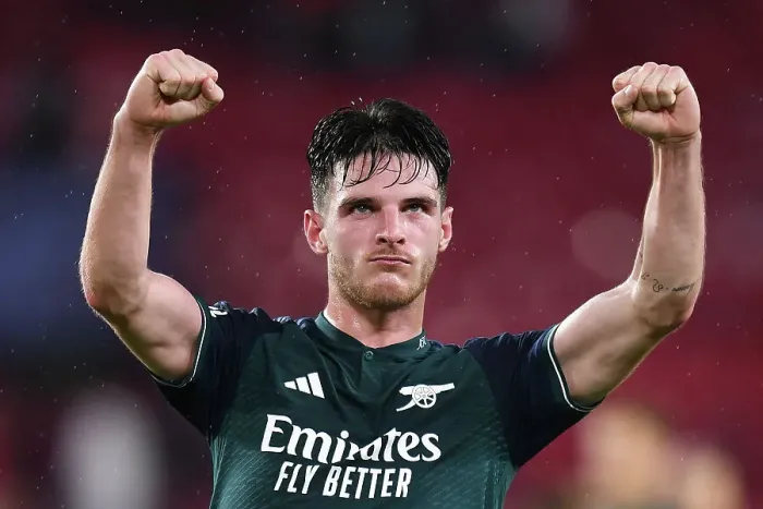 Framed Print : Arsenal Celebrates Champions League Triumph Over Sevilla: Declan Rice's Pivotal Performance Framed Print : Arsenal Celebrates Champions League Triumph Over Sevilla: Declan Rice's Pivotal Performance