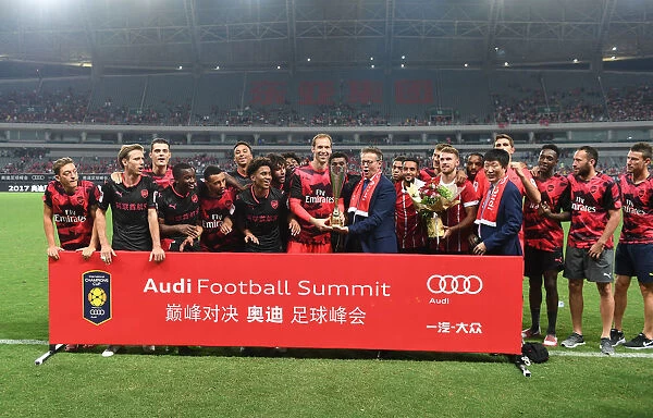 Arsenal Celebrates Champions League Victory over Bayern Munich in Shanghai Pre-Season Friendly (2017-18)