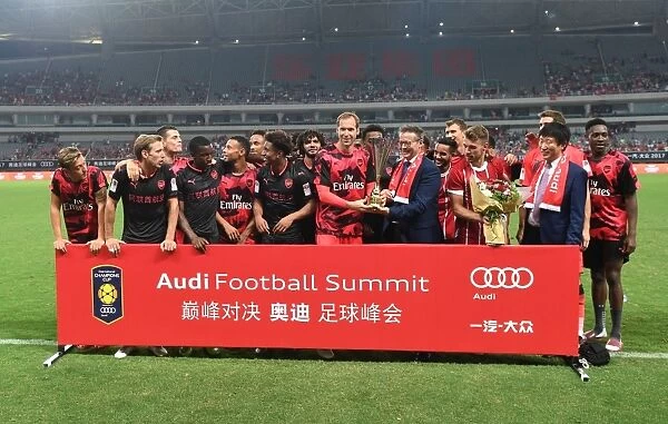 Arsenal Celebrates Champions League Win Against Bayern Munich in Shanghai Pre-Season Friendly (2017-18)